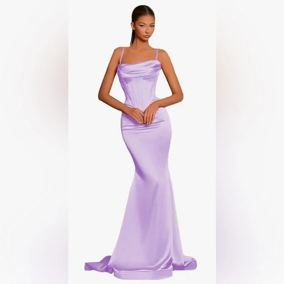 Purple Bodycon Cowl Neck Formal Dress - Picture 1 of 4